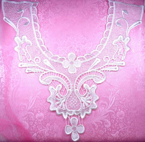 GB316 White Venise Lace Victorian Yoke Collar Applique 14\
