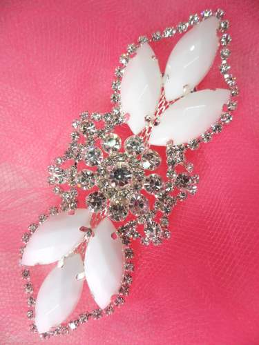GB318 White Marquise Crystal Rhinestone Applique Embellishment 3.25\