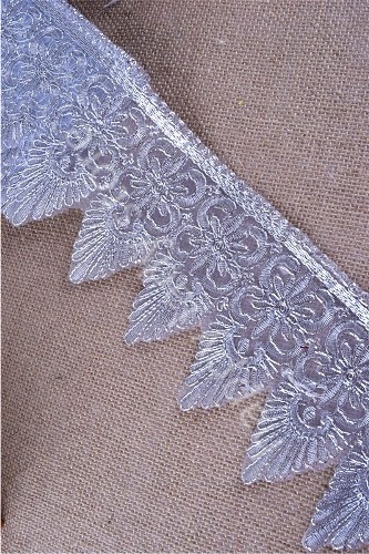 GB326 Wide Silver Metallic Trim Embroidery Scalloped 5\