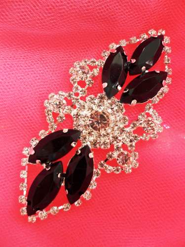 GB335 Black Marquise Crystal Rhinestone Applique Embellishment 3.25\