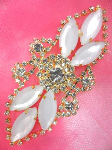 GB335 Jelly Marquise Rhinestone Applique Gold Embellishment 3.25\