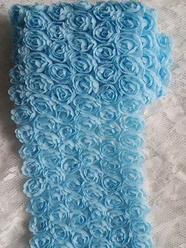 GB338 Light Blue Lace Wedding Bridal Floral Sewing Trim 3.5\