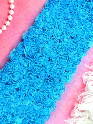 GB338 Wedding Bridal Floral Turquoise Sewing Trim 3.5\