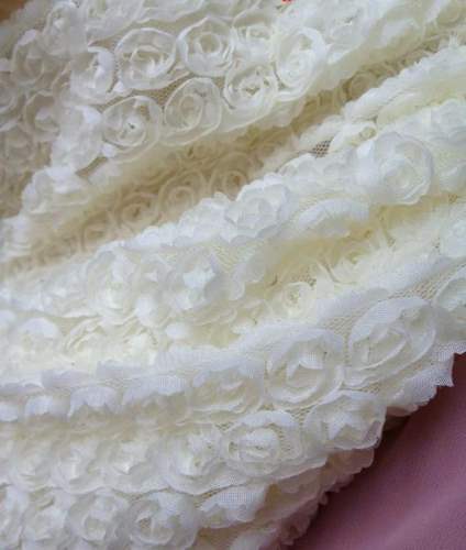 GB338 White Lace Wedding Bridal Floral Sewing Trim 3.5\