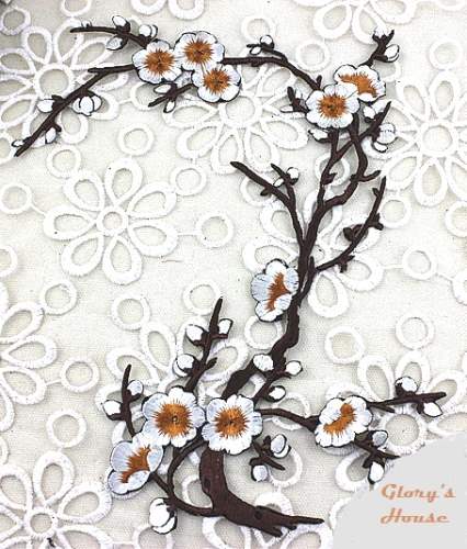 GB342 Beige Embroidered Floral Applique 15\