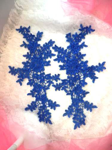 GB357 Blue Floral Venice Lace Mirror Pair Appliques 11.25\