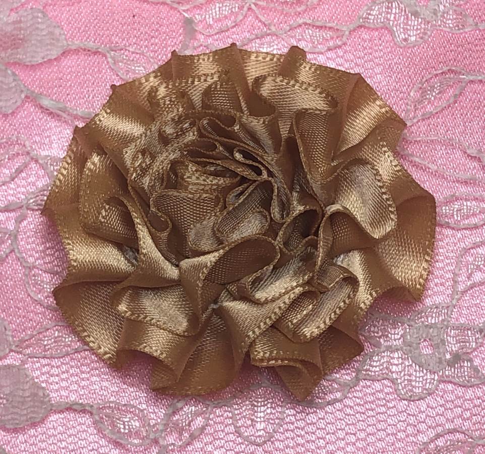 GB374 Brown Satin Ribbon Floral Applique 2