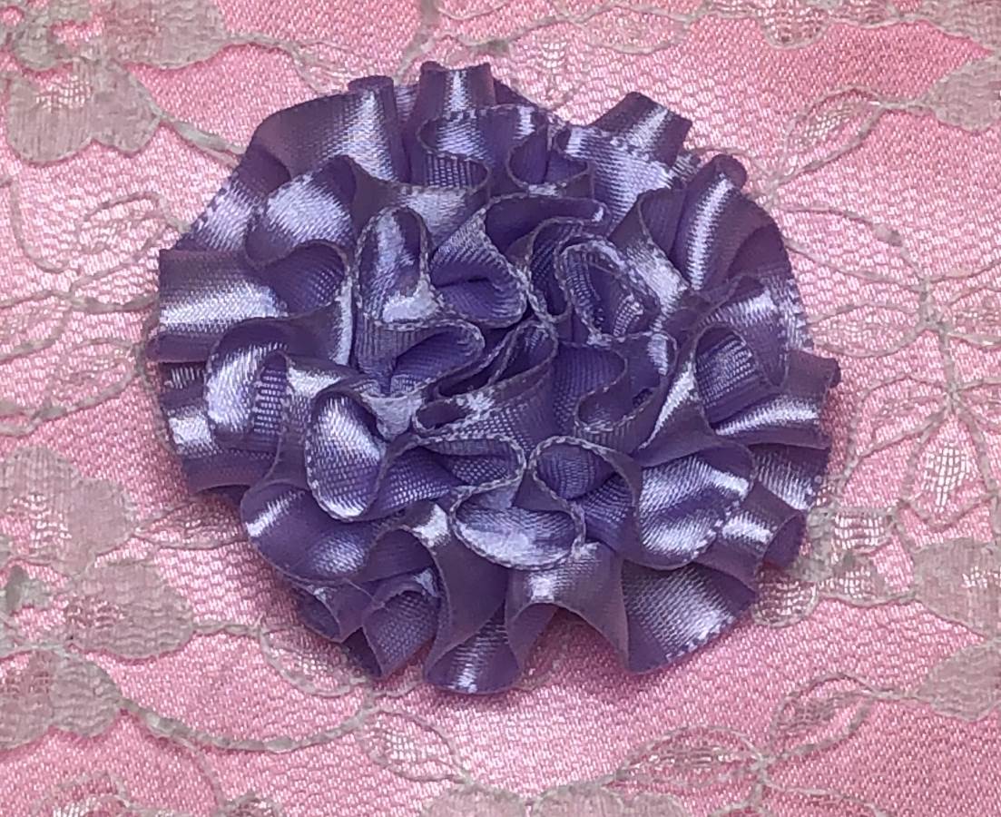 GB374 Lavender Satin Ribbon Floral Applique 2