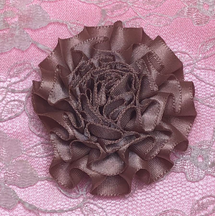GB374 Light Plum Satin Ribbon Floral Applique 2