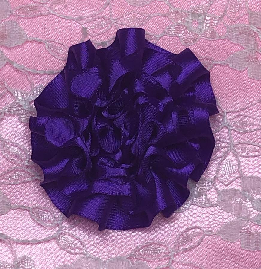 GB374 Purple Satin Ribbon Floral Applique 2