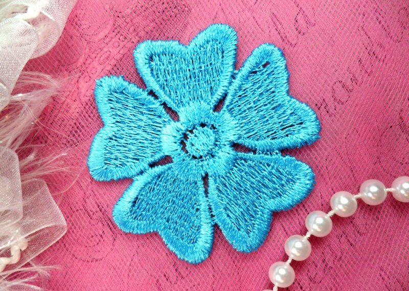 Embroidered Applique Flower Venice Lace Turquoise Floral 2 (GB439-tr)