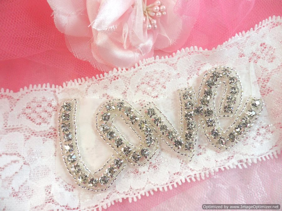 Bridal Rhinestone Love Garter Lace (GB484)