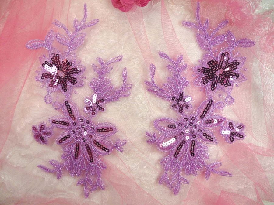 Lavender Appliques Lace with Sequins Mirror Pair 8.5 (GB504X)