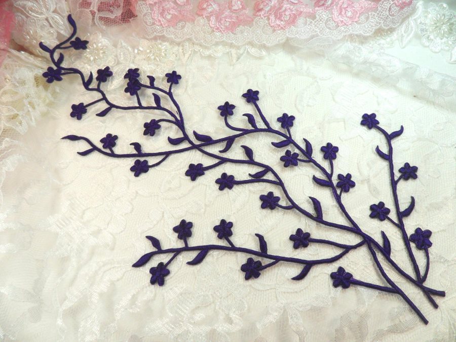 Embroidered Applique Purple Vine Iron On Patch DIY Clothing Designs