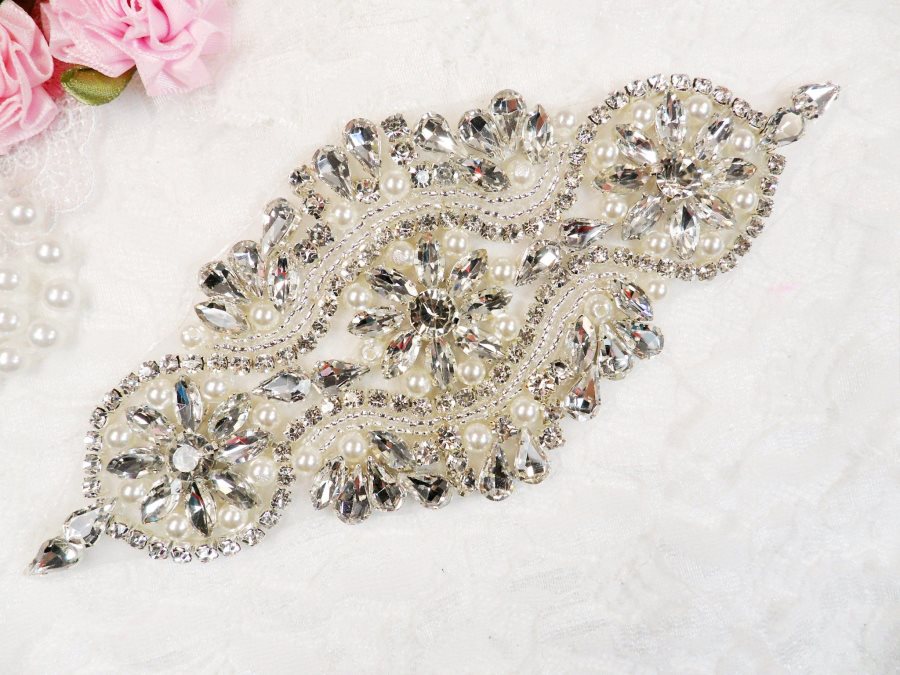 Silver Stitched Beaded Appliques