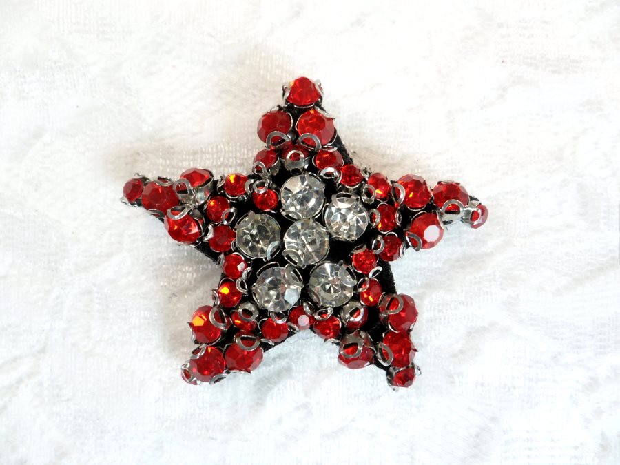 Rhinestone Applique Star Red Crystal w/ Black Backing 1.5 (GB655)