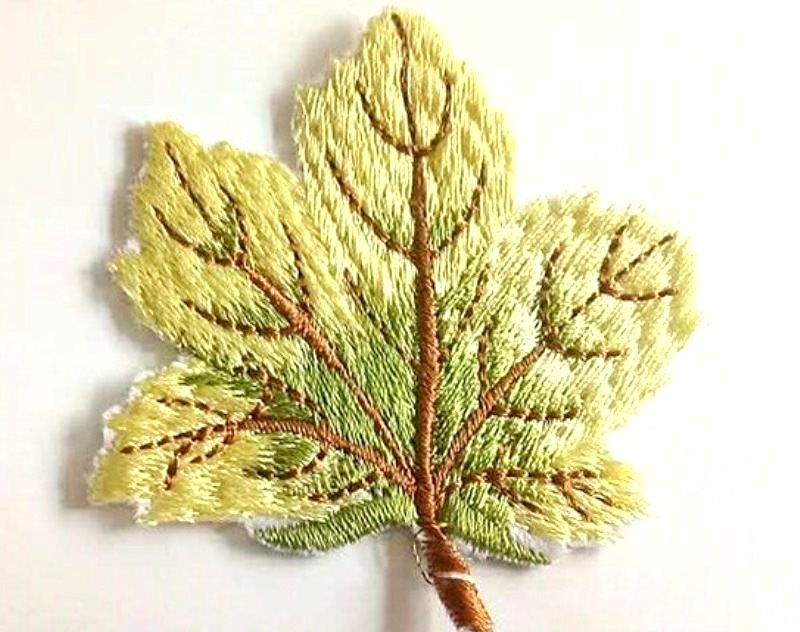 Embroidered Yellow Leaf Applique Iron On Clothing Patch Craft Motif GB770