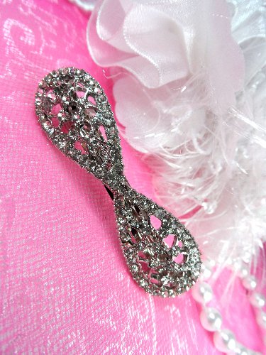 GB81 Silver Infinity Rhinestone Crystal Hairbow 2.25