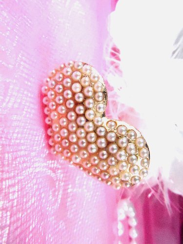 GB83 Gold Pearl Heart Bridal Pin Hair Bow 1.25\