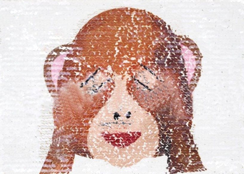 Monkey Peek a Boo Sequin Applique  8.5 GB853