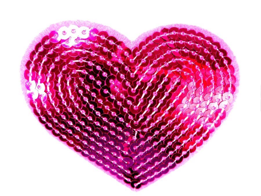 Fuchsia Valentine Heart Sequin Applique 3.25 GB866
