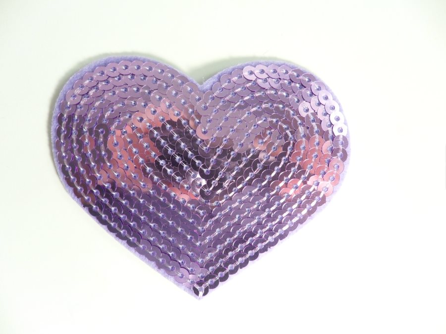 Lavender Valentine Heart Sequin Applique 3.25 GB866