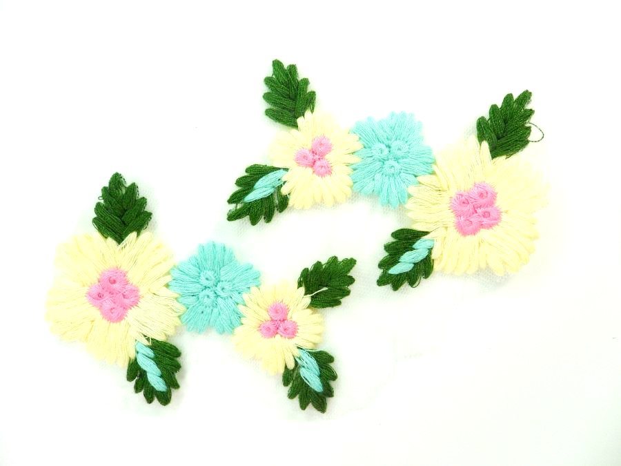 Multi-Color Floral Venise Lace Mirror Pair Appliques 3.5 GB868X