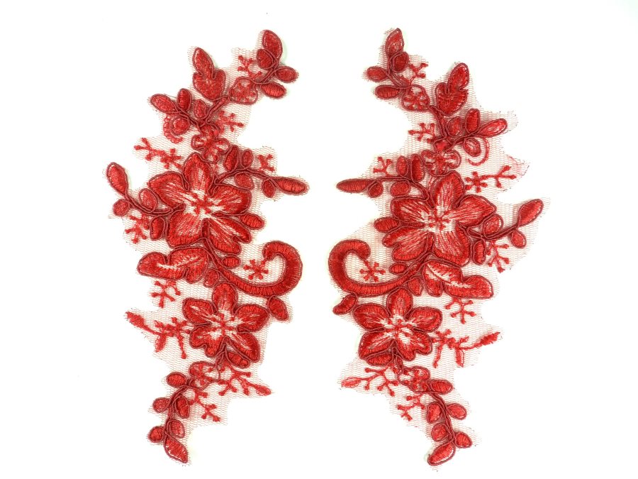 Applique Venice Lace Floral Sewing Clothing Patch Burgundy 7.5 GB929X
