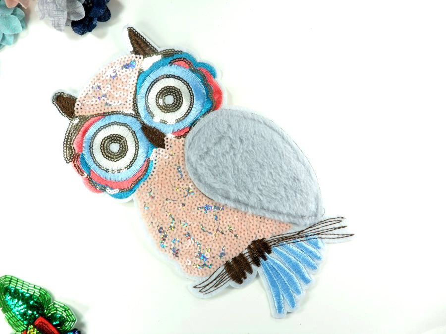 Owl Applique Sequin Multi-Color Iron on Patch for Clothing or Crafts 10.5 GB935
