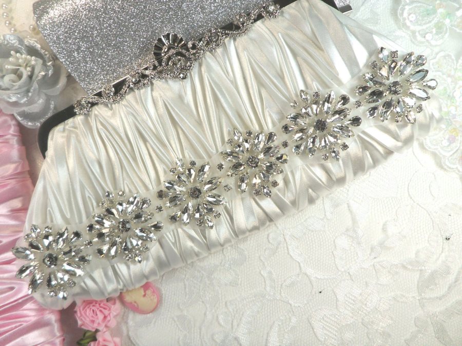 Rhinestone Floral Applique Glass Stone Applique 10.5 (GB527)