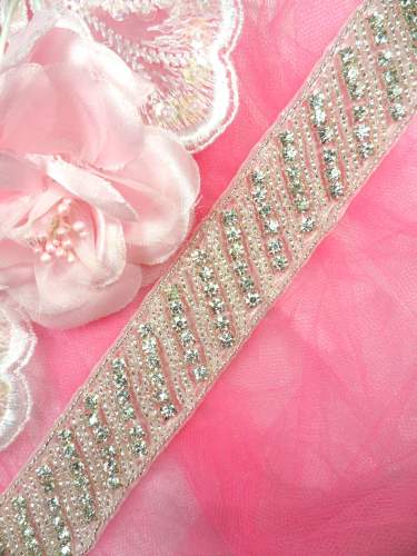 HC11 Trim Rhinestone Crystal Clear Silver Beaded