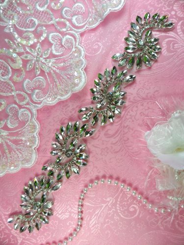 HC24 Rhinestone Applique Silver Crystal Bridal Motif 11\
