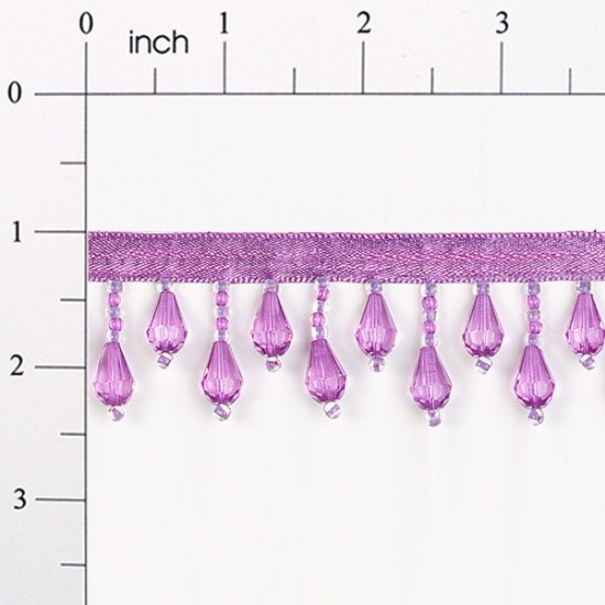 E1670 Bright Purple Teardrop Beaded Fringe Sewing Trim 1\