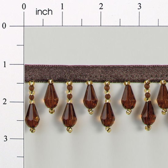 E1670 Brown & Gold Teardrop Beaded Fringe Sewing Trim 1\