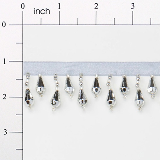 E1670 Silver Teardrop Beaded Fringe Sewing Trim 1\