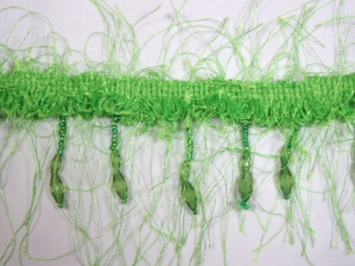 E2664  Lampshade Trim Lime Neon Green Beaded Eyelash Gimp Fringe