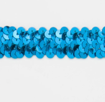 E4412   Turquoise Sequin Stretch 2 Row Sewing Trim 1\