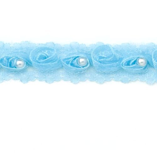 E4444  Bright Blue Pearl Lace Wedding Bridal Sewing Trim 1