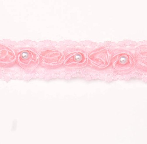 E4444  Pink Pearl Lace Wedding Bridal Sewing Trim 1
