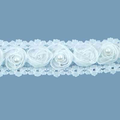 E4444  White Pearl Lace Wedding Bridal Sewing Trim 1