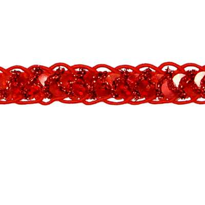 E4570  Red Holographic Braided Cord Sequin Trim
