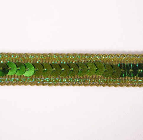 E6168  Lime Green Sequin Sewing Craft Trim 1/2