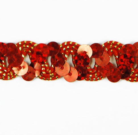 E6176  Red Holographic Ric Rac Sequin Sewing Craft Trim 5/8\