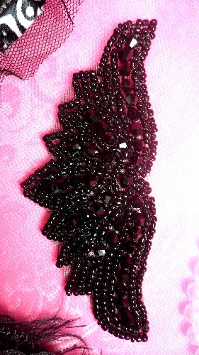 JB107 Black Beaded Designer  Applique Motif 4