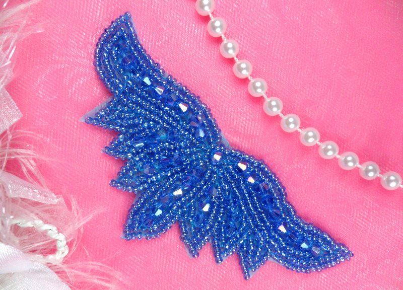 Beaded Applique Blue AB Dance Motif Clothing Sewing Patch 4 JB107