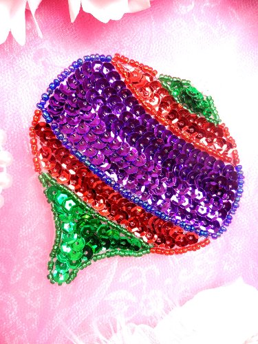 JB118 Christmas Ornament Bulb Beaded Sequin Applique 4