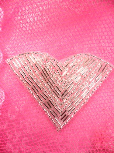 JB138  Beaded Applique Silver V Shape  2-7/8\