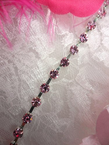 JB148 Pink Silver Elegant Rhinestone Chain Sewing Trim 1/8\