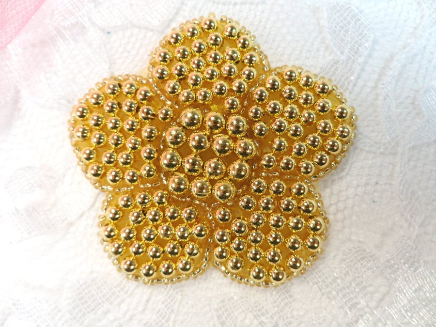 Flower Applique Gold Beaded Floral 2.5 (JB151S)
