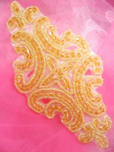 JB159 Champagne Beaded Applique Victorian Motif Patch 6
